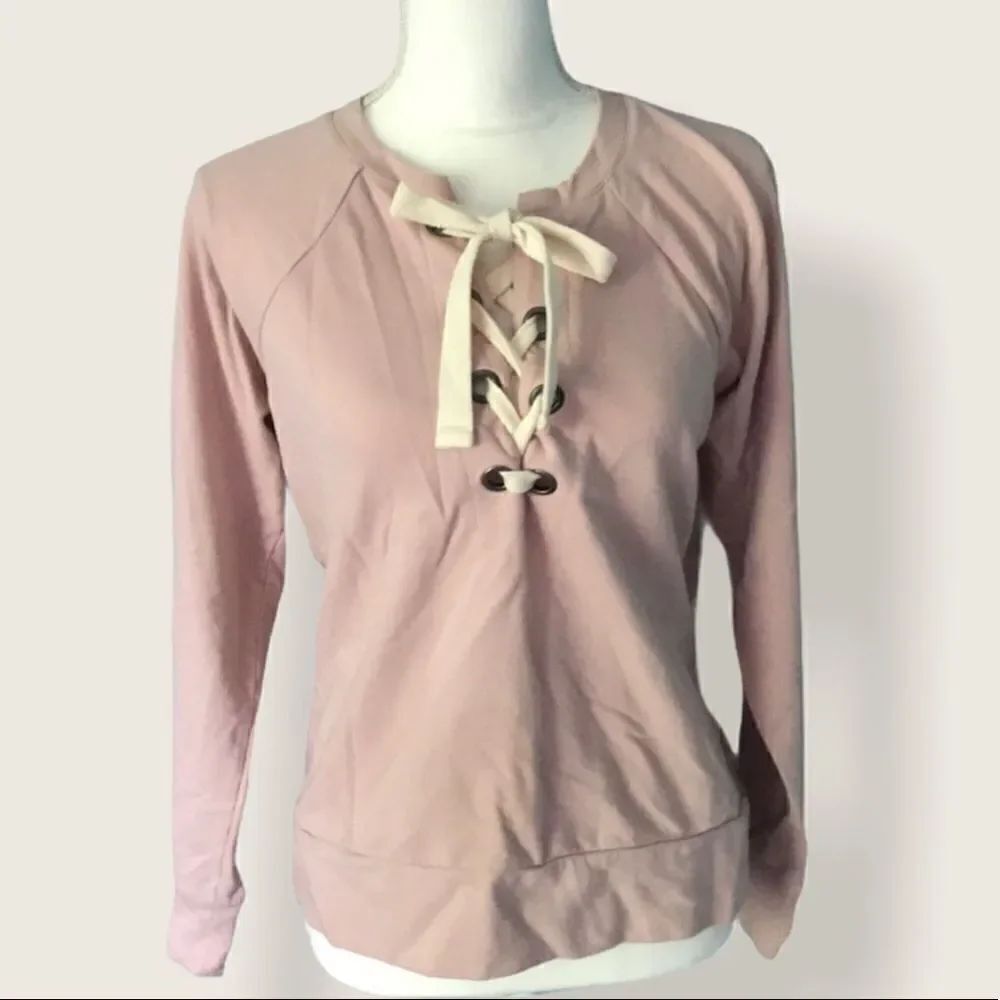 a.n.a Lace Up Rose Quartz Sweatshirt!